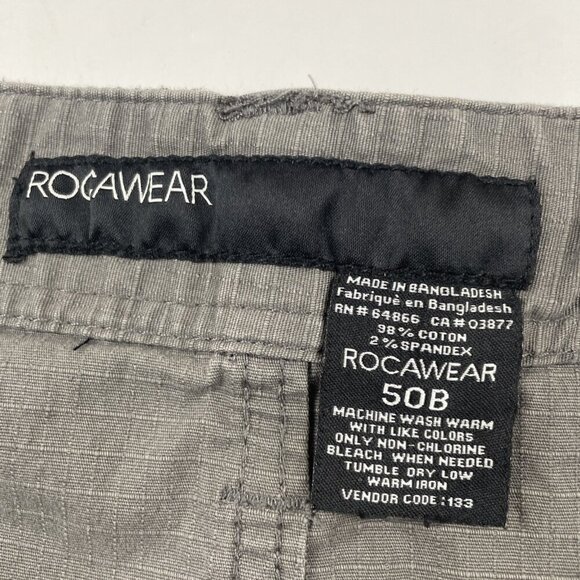 Rocawear Cargo Shorts Men’s 50B Ripstop Lightweight Hiking Camping Pockets Gray - Picture 6 of 10